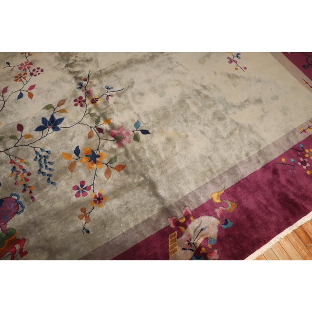 Early 20th Century Zabihi Collection Large Art Deco Chinese Room Size Rug - 12'1" x 14'6" For Sale - Image 13 of 18
