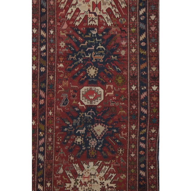 1960s Vintage Anatolian Animal Soumac Runner Rug 4'5'' X 9'8'' For Sale - Image 4 of 13