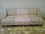 Beige Linen & Pink Fabric Custom Made “Fashionista” Sofa with Matching Pillows For Sale In Palm Springs - Image 6 of 7