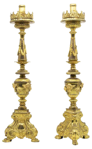 Italian Baroque Style Candlesticks, 19th Century, Set of 2