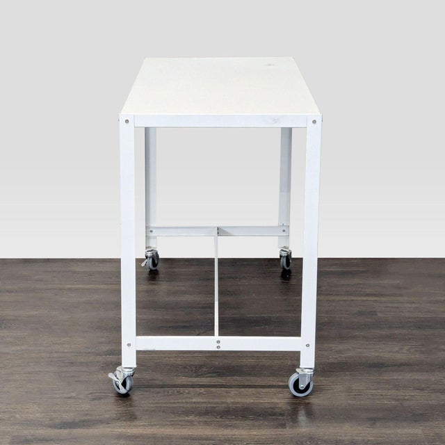 CB2 Cb2 Go Kart White Modern Rolling Desk With Metal Frame For Sale - Image 4 of 7