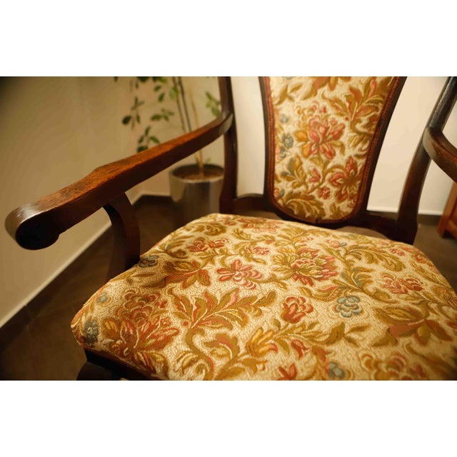 Antique Queen Anne Revival Carver Armchair with Floral Tapestry Upholstery, 1890s For Sale - Image 13 of 18