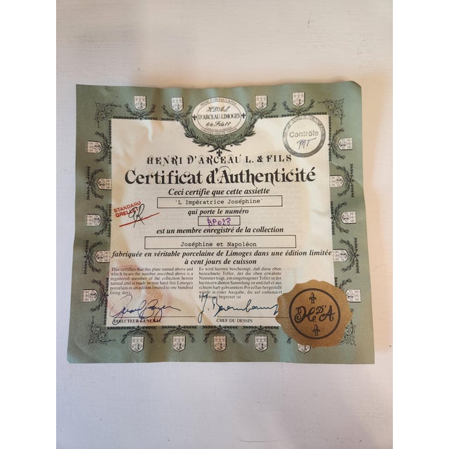 Neoclassical Josephine and Napoleon Limoge Decorative Plate For Sale - Image 3 of 3