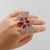 Bochic “Capri” Vintage Ruby & Topaz Butterfly Ring Set In 18K Gold & Silver For Sale - Image 4 of 10