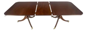 Regency Solid Mahogany Double Pedestal 1x17" Extension Board Dining Table