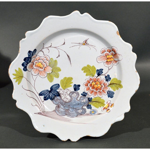 Bristol Delftware Polychrome Chinoiserie Scalloped Plates, Set of Six For Sale - Image 10 of 17