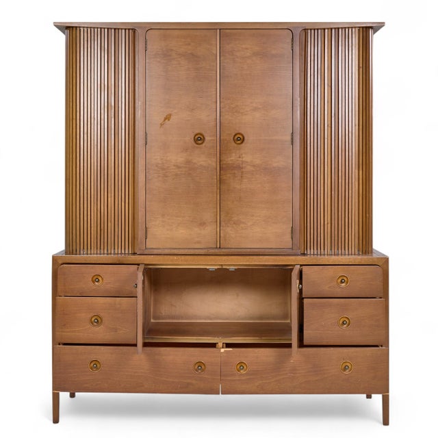 Wood Drexel Counterpoint Mid Century Tambour Door Credenza and Hutch For Sale - Image 7 of 18