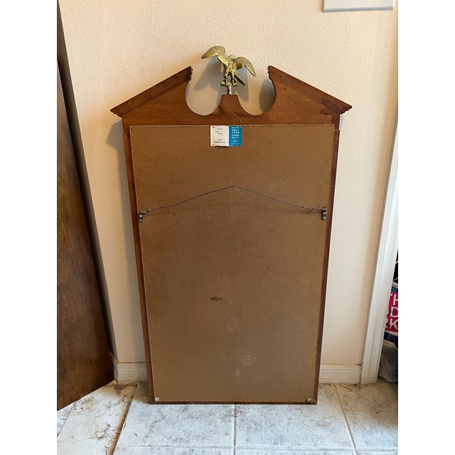 American Mid 20th Century Wood Mirror With Brass American Eagle by Tell City For Sale - Image 3 of 7