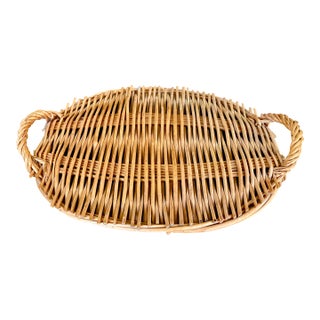 French Country Style Wicker Serving Tray For Sale