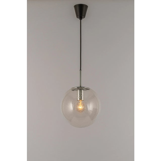 Glass Petite Limburg Chrome with Clear Glass Ball Pendant, Germany, 1970s For Sale - Image 7 of 12