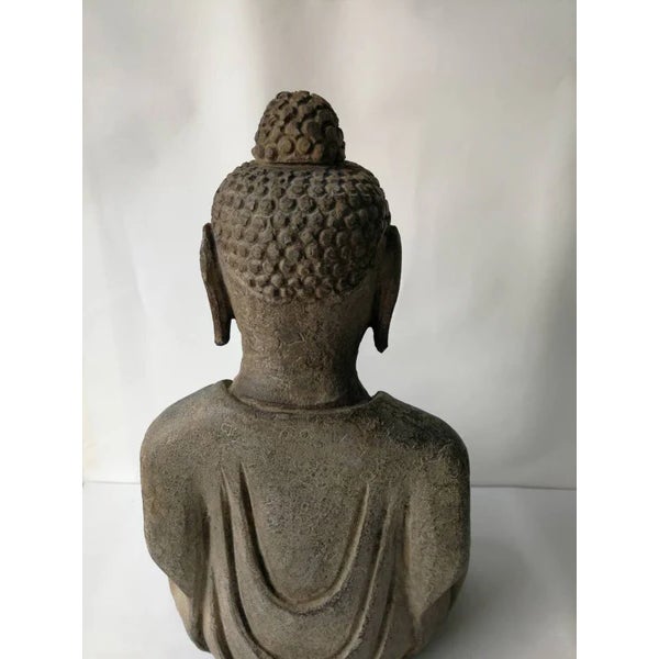 Hand Carved Stone Buddha Statue For Sale In Boston - Image 6 of 8