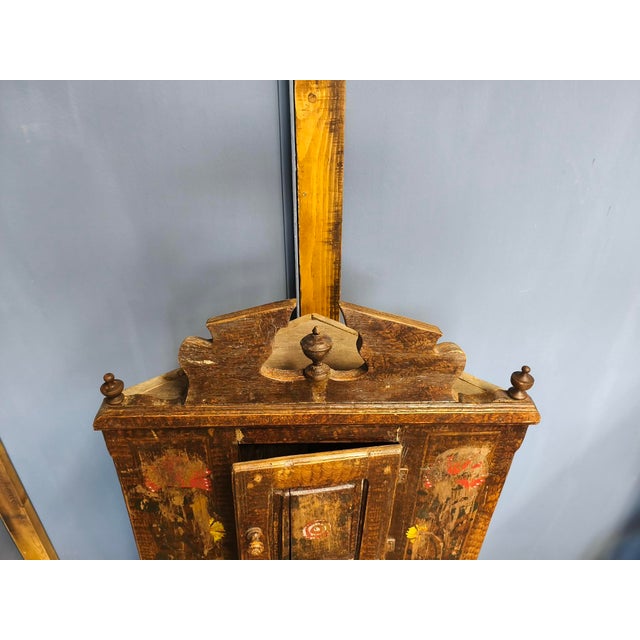 Brown Antique Folk Corner Cabinet, 1850 For Sale - Image 8 of 18
