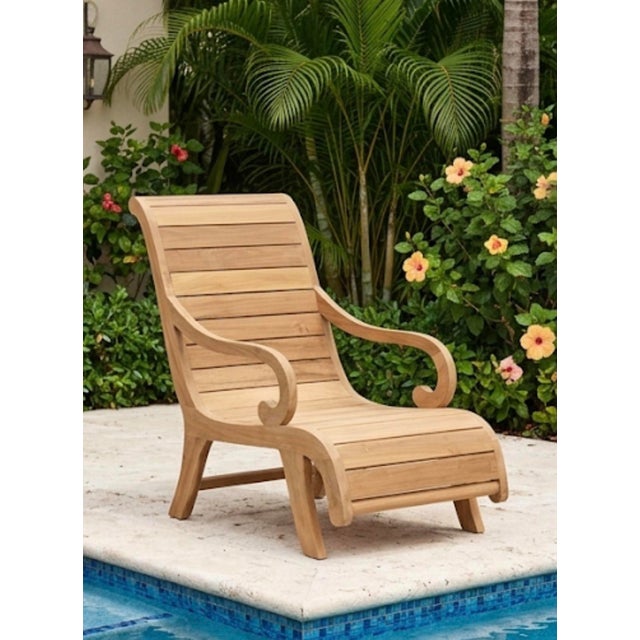 Vintage Solid Teak Sculptural Steamer-Style Chaise Lounge Chair For Sale - Image 12 of 12