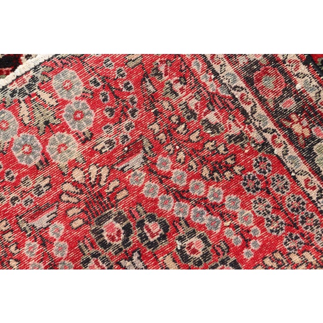 Vintage Lilihan Runner With Red Field and Bold Floral Medallion Design For Sale - Image 13 of 13
