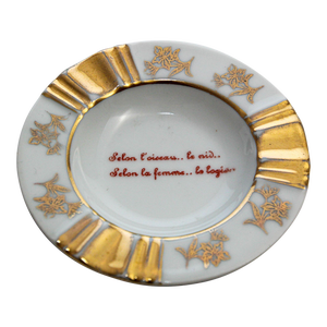 Porcelain Ashtray Limoges Hand-Painted Dish France 1960s