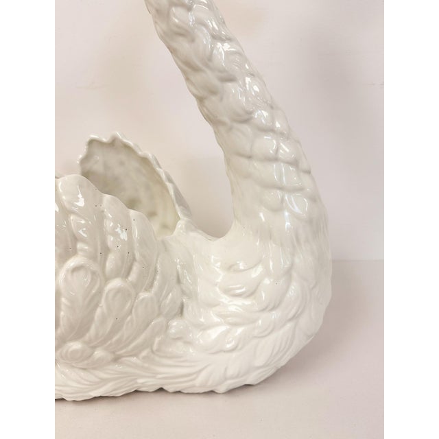 Large Vintage White Porcelain Swan Planter Sculpture MCM Decor Italian Style For Sale In Tampa - Image 6 of 17