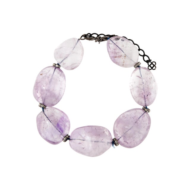 2000s Oscar De La Renta Necklace Choker Amethyst Large Smooth Tumble Beads Signed For Sale - Image 10 of 12
