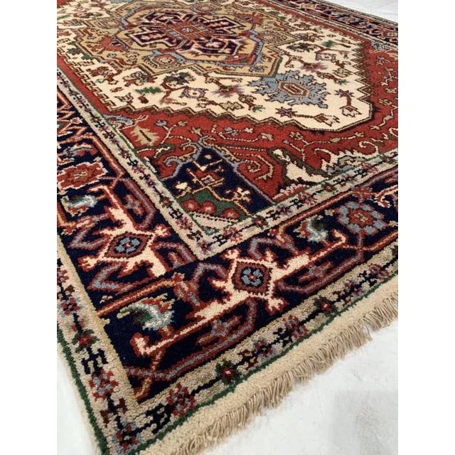 Traditional Pasargad Ivory Fine Hand-Knotted Serapi Design Rug 5' X 8' For Sale - Image 3 of 9