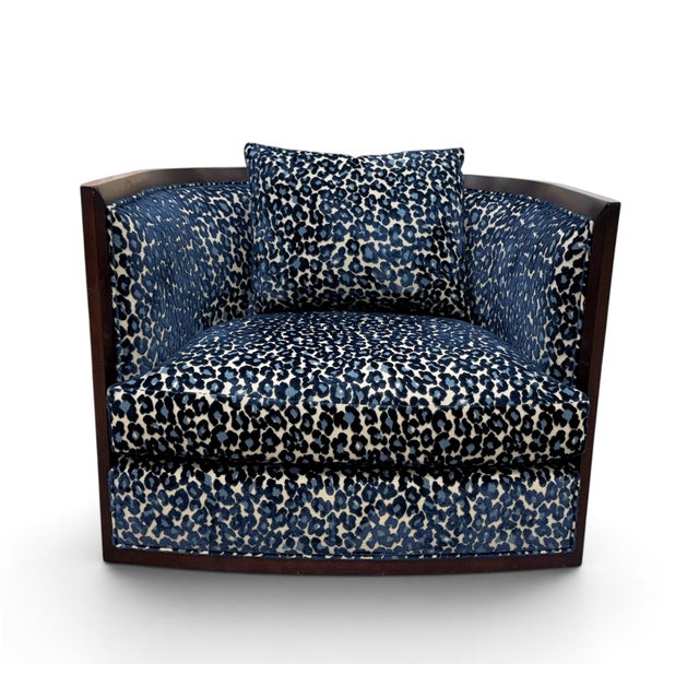 Baker Furniture Company Baker Furniture Thomas Pheasant Bevel Swivel Lounge Chairs, a Pair For Sale - Image 4 of 17