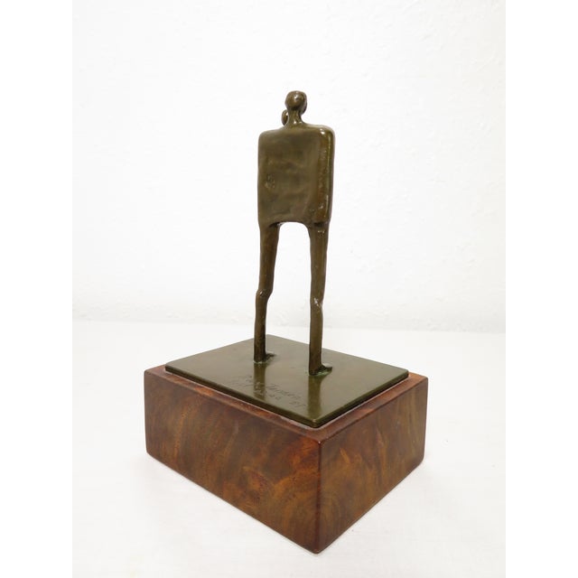 Wood Signed Ray Jensen Bronze Modernist Art Sculpture ~ Figure W/ Child ~ Pacific Northwest For Sale - Image 7 of 16