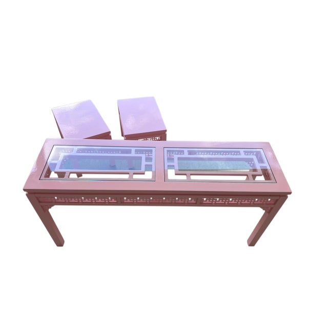 1980s 1980’s Chinese Chippendale Fretwork Sofa/Console Table For Sale - Image 5 of 17