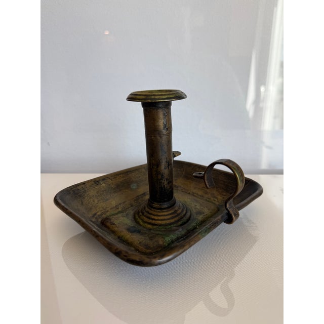 American Mid 19th Century Brass Push-Up Chamberstick For Sale - Image 3 of 7