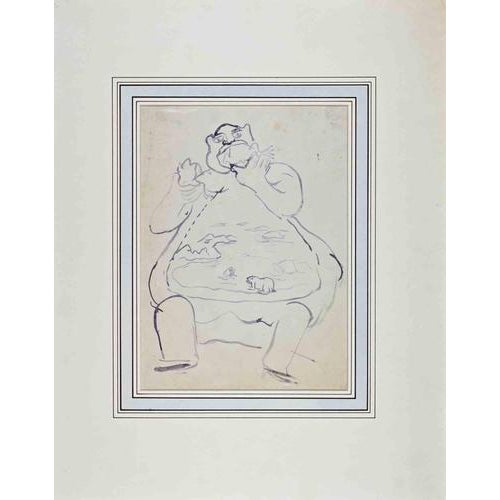 Leo Longanesi, The Glutton, 1934, Watercolor on Paper For Sale