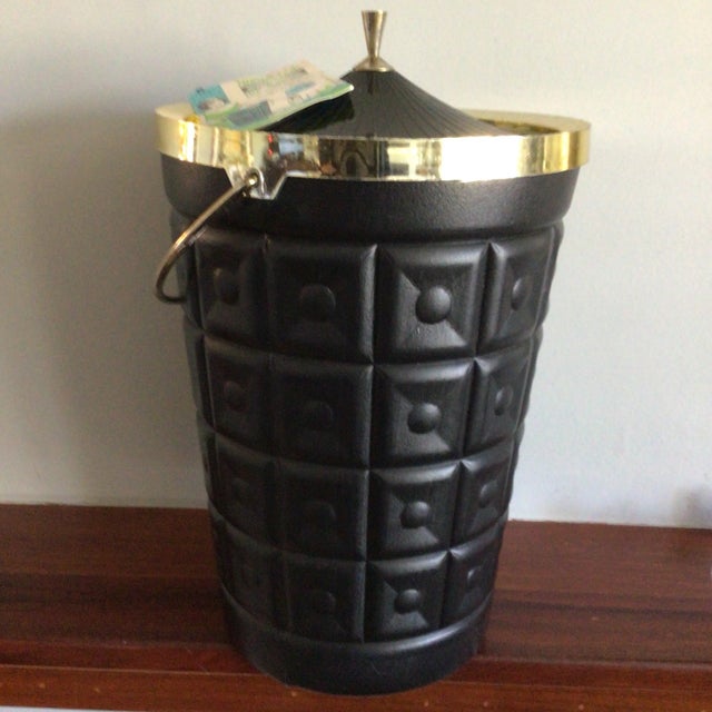 Vintage Lustro’ware Triple Insulated Ice Bucket and Wine Cooler Model B-100 With Hoffpritz Ice Tongs For Sale - Image 4 of 13