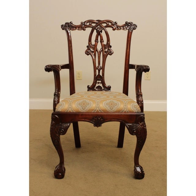 High Quality Carved Solid Mahogany Armchair - Possibly Baker (Not Labeled)