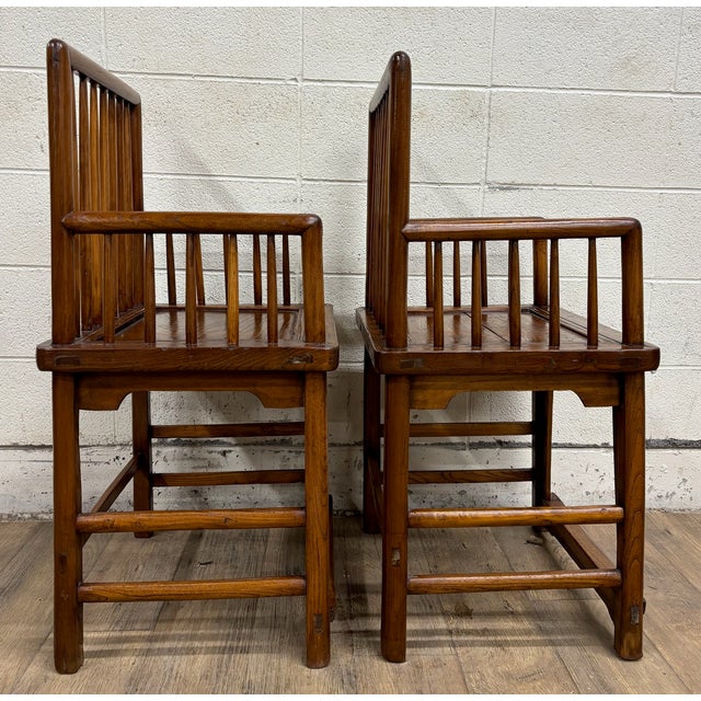 Antique Qing Dynasty Style Chinese Double Happiness Dining Arm Chairs For Sale In Kansas City - Image 6 of 8