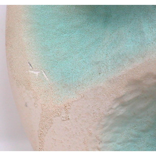 1980's Large Postmodern Pink and Turquoise Sculptural Ceramic Vase For Sale - Image 9 of 11