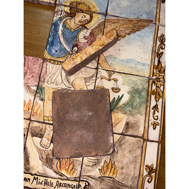 Hand-Painted Mosaic of St. Michael the Archangel, 1950s For Sale - Image 12 of 14