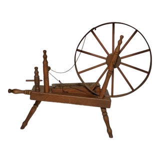 Vintage Decorative Tabletop Wooden Spinning Wheel Planter For Sale