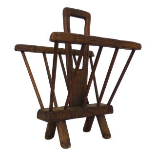 Brutalist Wooden Magazine Rack, 1960s For Sale