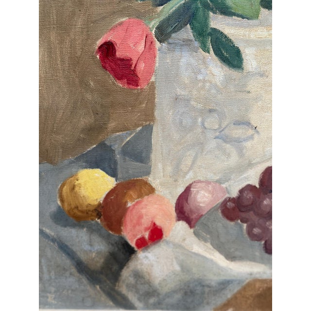 Ellis Wallin, Flowers and Fruit, 1968, Oil on Canvas, Framed For Sale - Image 7 of 16