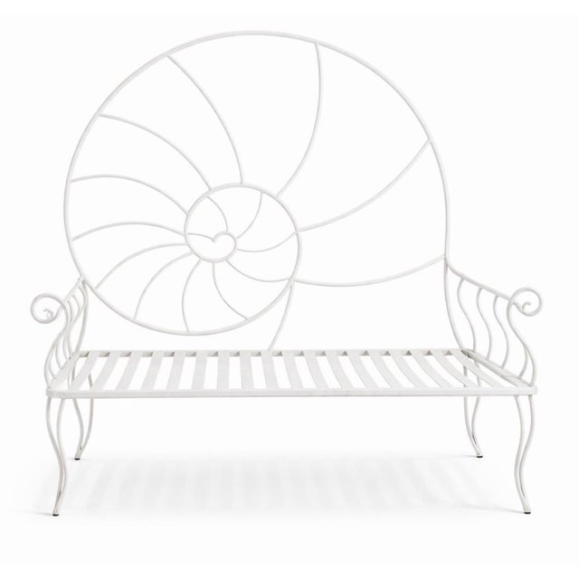 Vintage Sculpture Wrought Iron Nautilus Shell Back Bench Palm Beach Style For Sale - Image 11 of 12