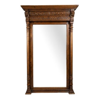 Antique Belgian Mechelen Carved Oak Mirror, 1800s For Sale