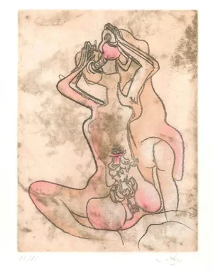 Untitled from Paroles Peintes Suite - 1970s - Sebastián Matta - Aquatint/Etching 1971