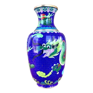 1960s Vintage Cloisonne Dragon Vase