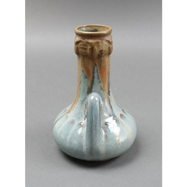 Denbac Signed French Art Nouveau Crystalline Glaze Art Pottery Vase For Sale - Image 4 of 7