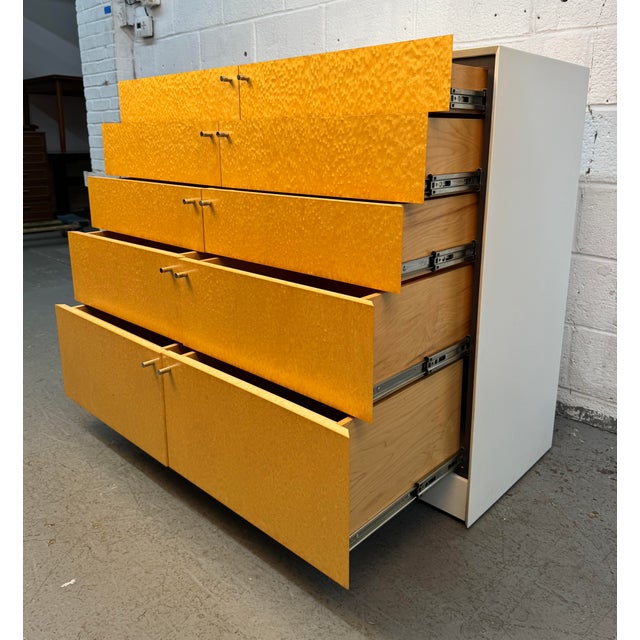 Off-white Mid 20th Century Modern Birdseye Maple Twelve-Drawer Dresser For Sale - Image 8 of 18