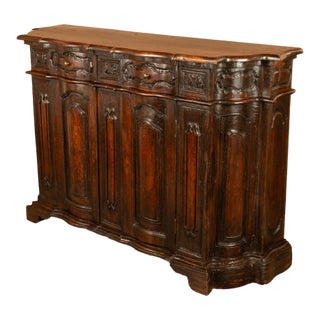 Antique Italian 17th Century Renaissance Carved Walnut Sideboard Credenza 1600 For Sale