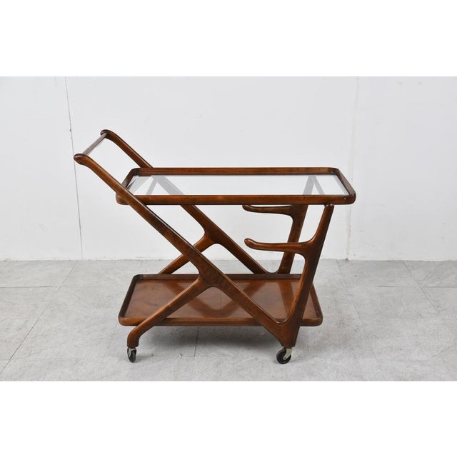 Vintage Italian Serving Trolley attributed to Cesare Lacca, 1950s For Sale - Image 9 of 14