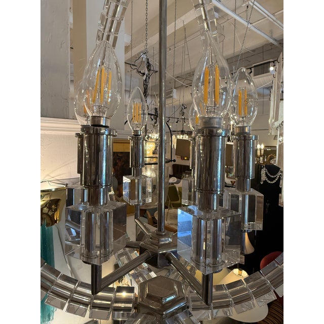 Visual Comfort Visual Comfort Signature Crystal Cube Six-Light Chandelier For Sale - Image 4 of 12