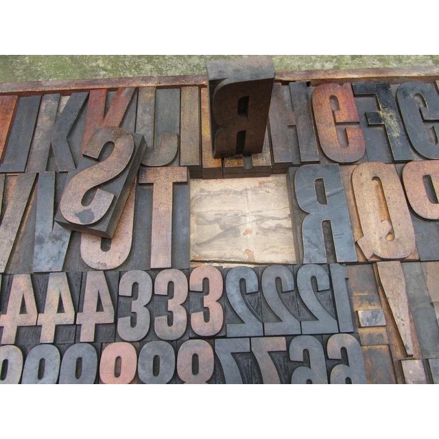 Wood Vintage Industrial Wooden Letters & Numbers Printing Blocks, 1930s For Sale - Image 7 of 13