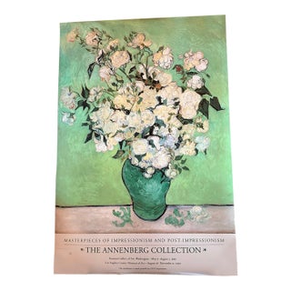 Authentic Rare Exhibition Posters From 1990 for the National Gallery of Art in Washington Featuring Vincent Van Gogh's Vase of Roses (1890 For Sale
