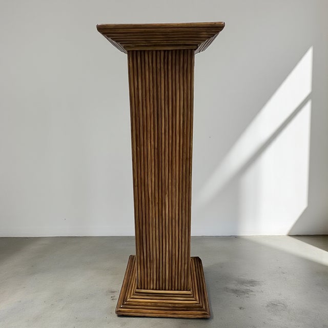 1960s Boho Chic Pencil Reed Pedestal Column Attributed to Gabriella Crespi - A Pair For Sale - Image 13 of 14