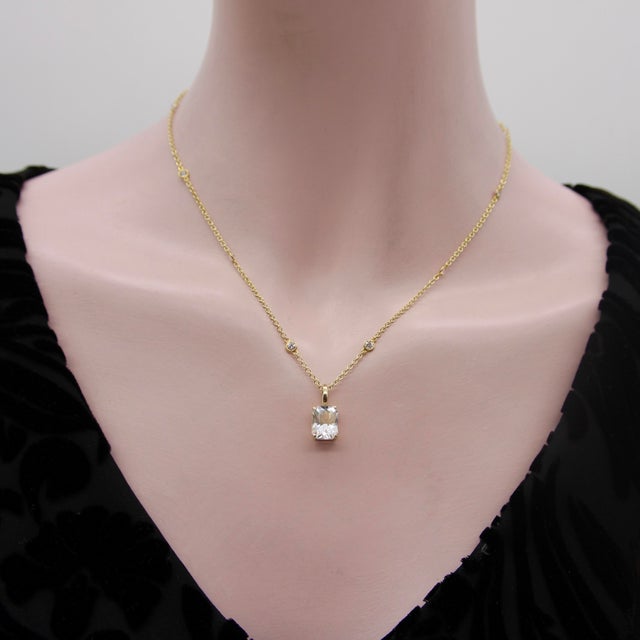 Metal 1990s Signature 14k Gold Rainbow Moonstone Pendant For Sale - Image 7 of 10