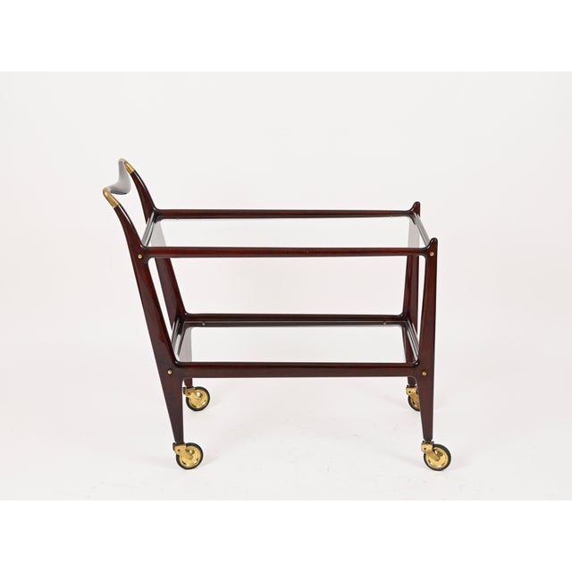 Large Wood and Brass Mod. 58 Bar Cart, Italy, 1952 For Sale - Image 4 of 18