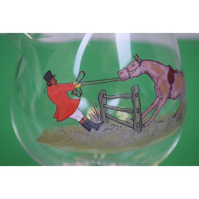 Late 20th Century Late 20th Century Abercrombie & Fitch X Frank Vosmansky Hand Painted Fox Hunter Gold Rim Martini Mixer For Sale - Image 5 of 5